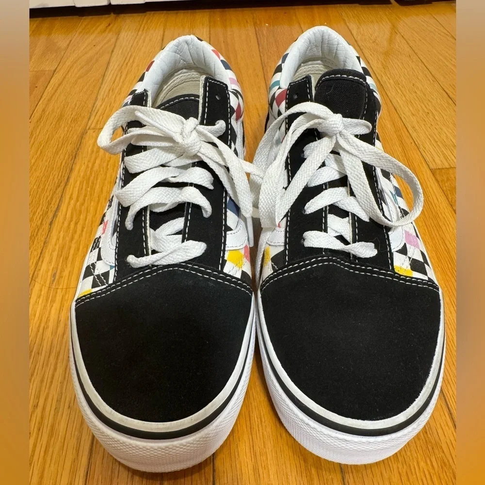 Vans Kids Black and White Old Skool ‘Party Checker’ Sneakers Size 6.5